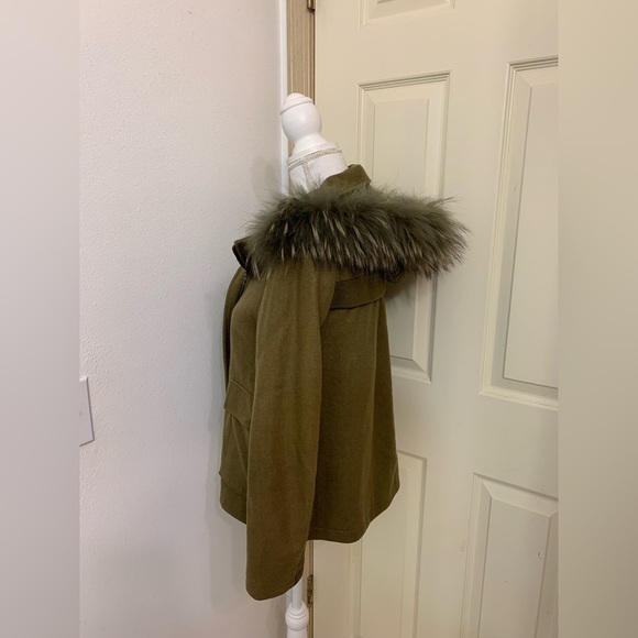 Eachway Sports Women's Jacket Faux Fur Outer Shell Hooded Brown Green Size M - Picture 3 of 15